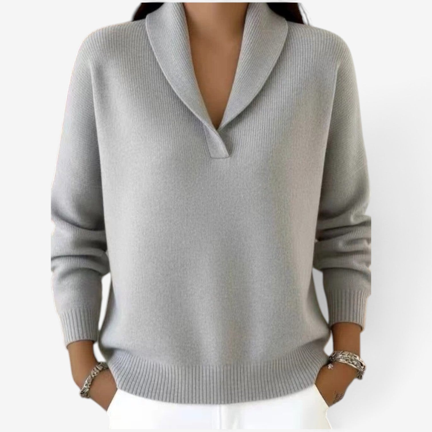 Kaira™ Shawl collar knit sweater
