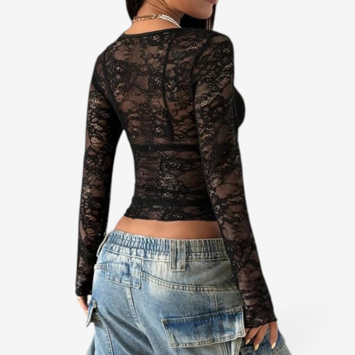 Rizza™ Sheer lace sleeve top