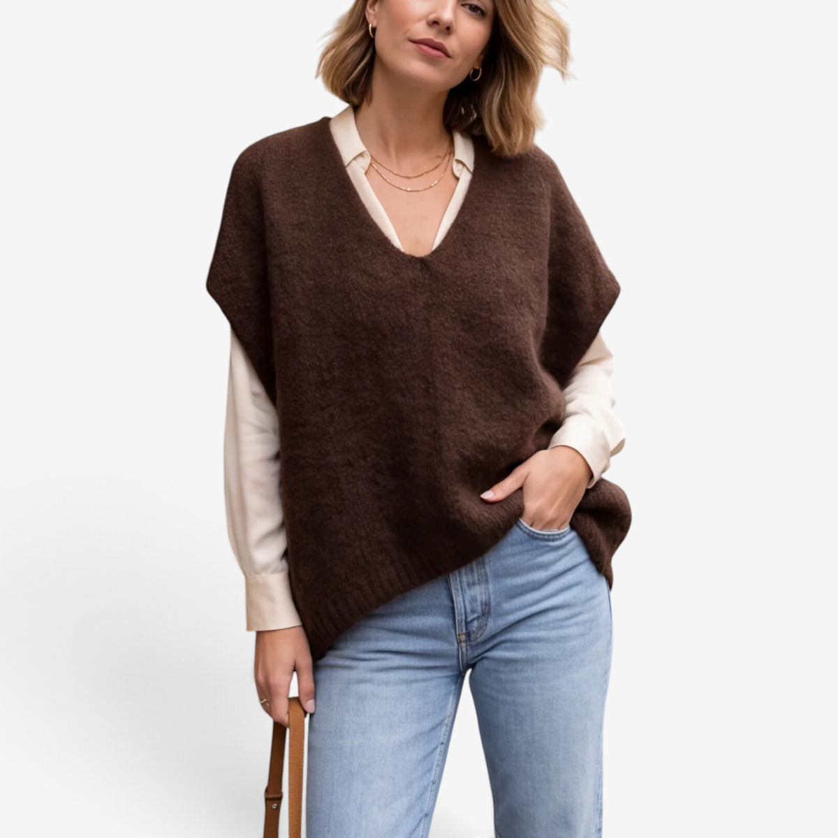 Aimee™ Oversized V-Neck Knit Vest