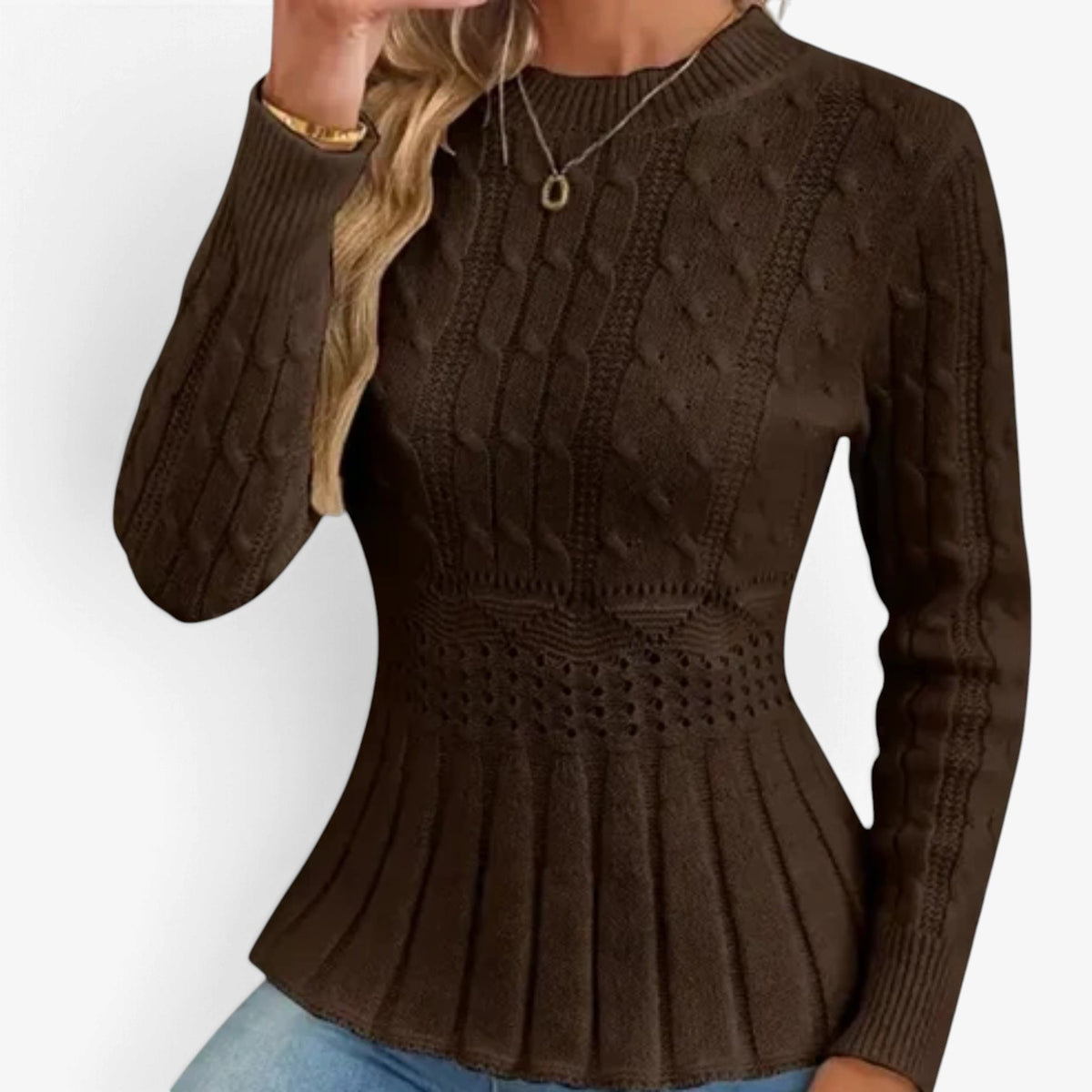 Philippa™ Cable-Knit Peplum Sweater