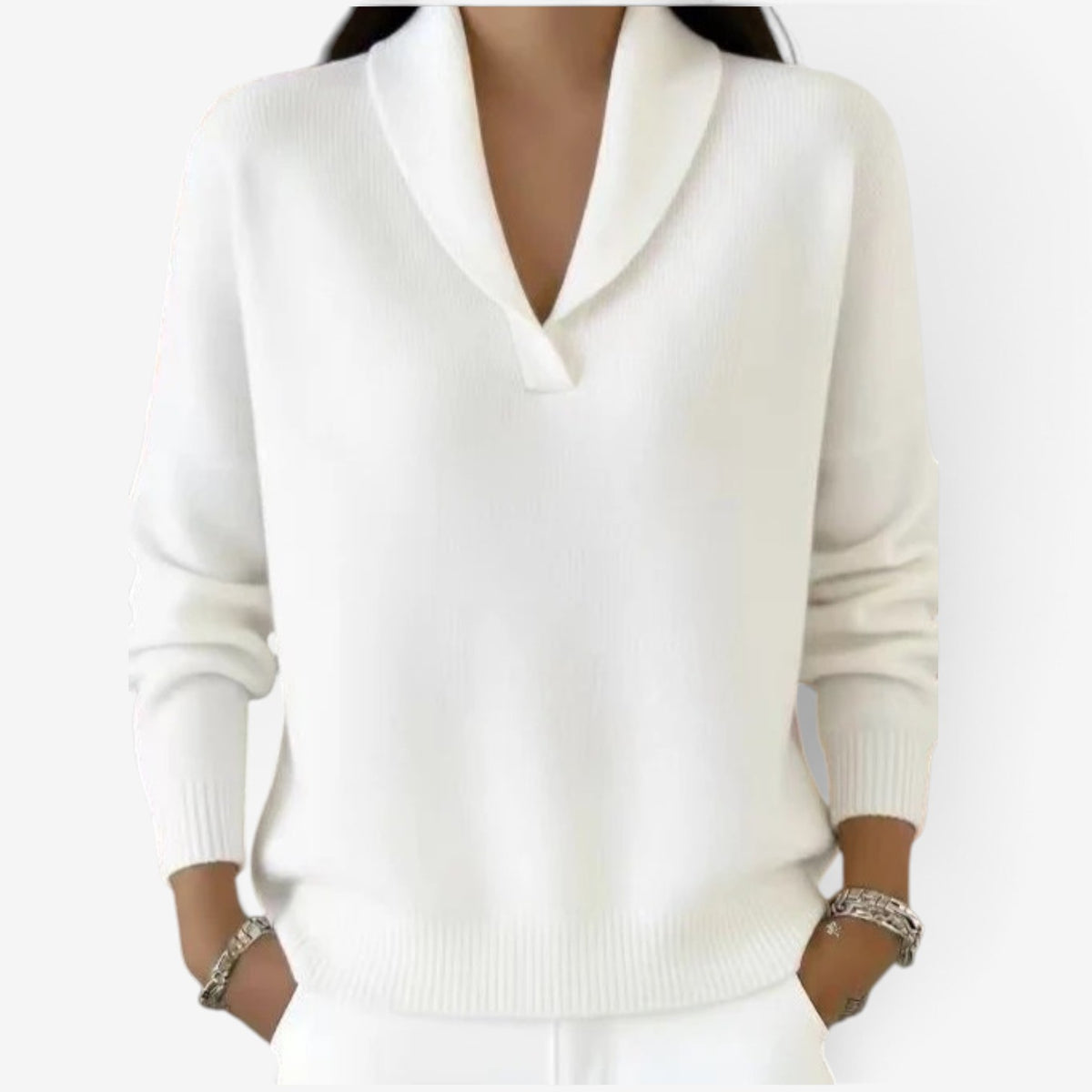 Kaira™ Shawl collar knit sweater