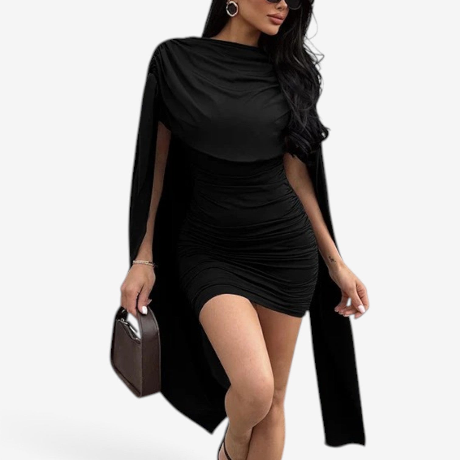 Mollie™ Cape-sleeve mini dress