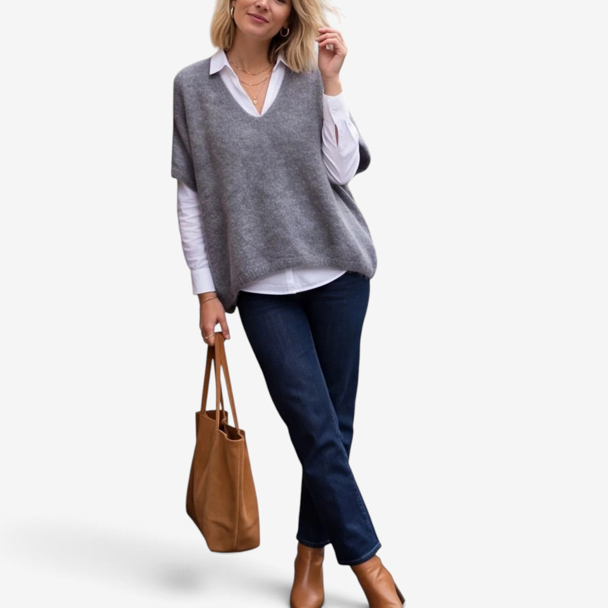 Aimee™ Oversized V-Neck Knit Vest