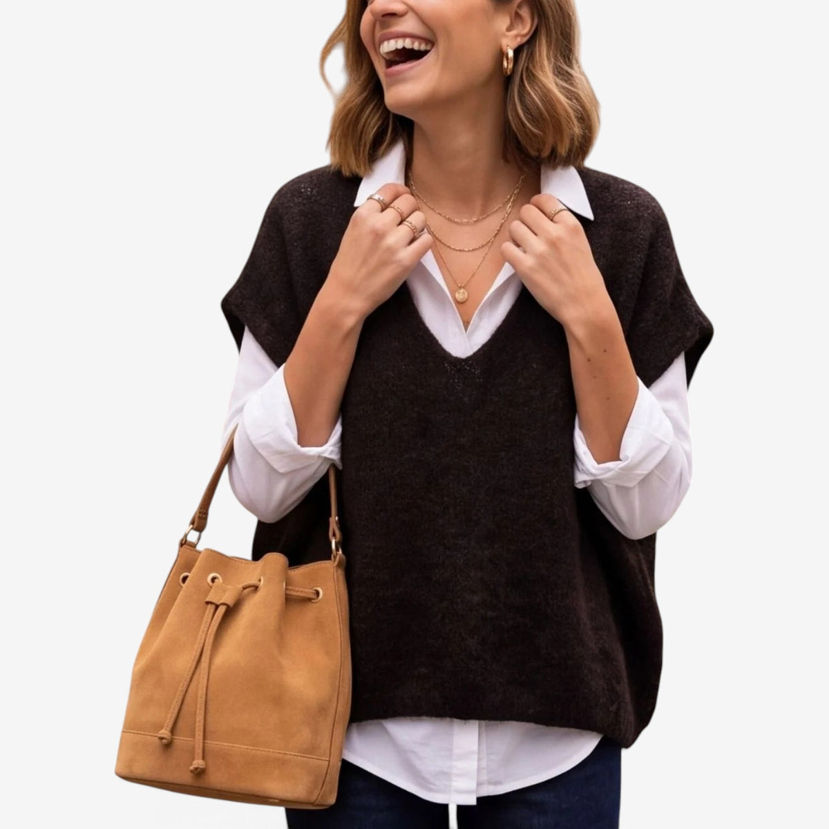 Aimee™ Oversized V-Neck Knit Vest