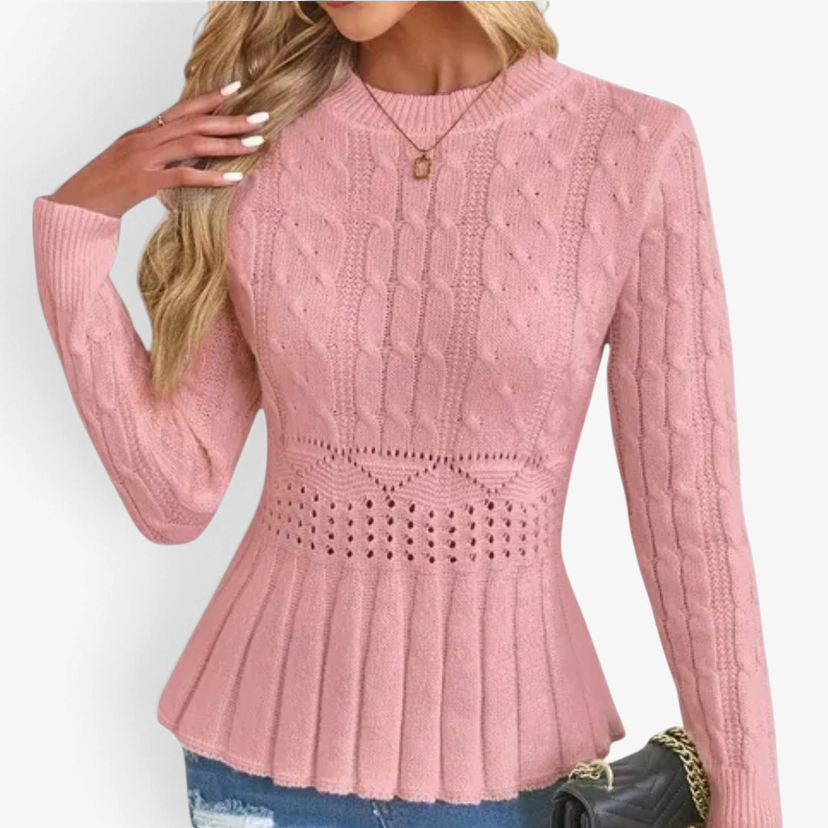 Philippa™ Cable-Knit Peplum Sweater