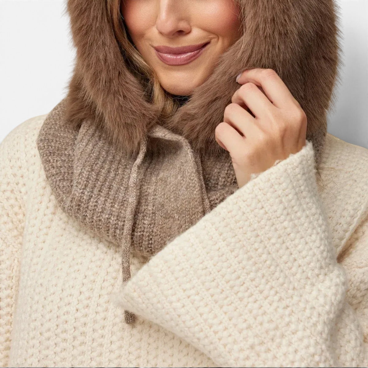 Liana™ Faux Fur Knit Hood Scarf