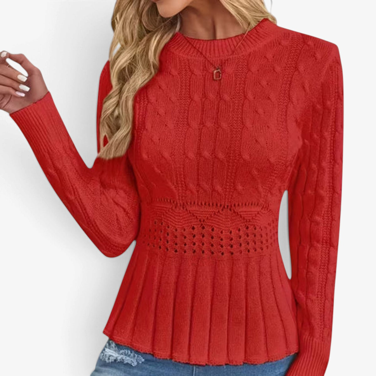 Philippa™ Cable-Knit Peplum Sweater