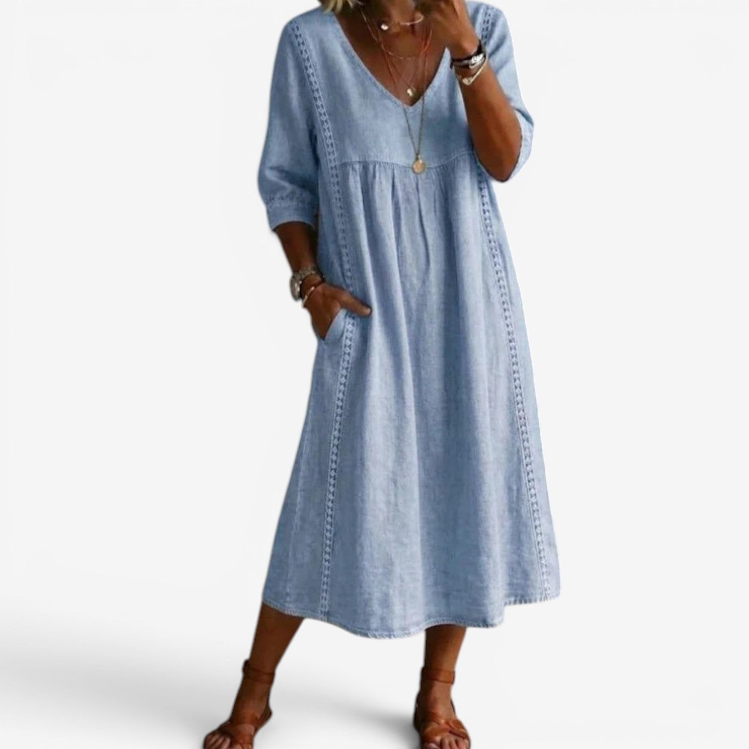 Carolline™ Summer dress with embroidery