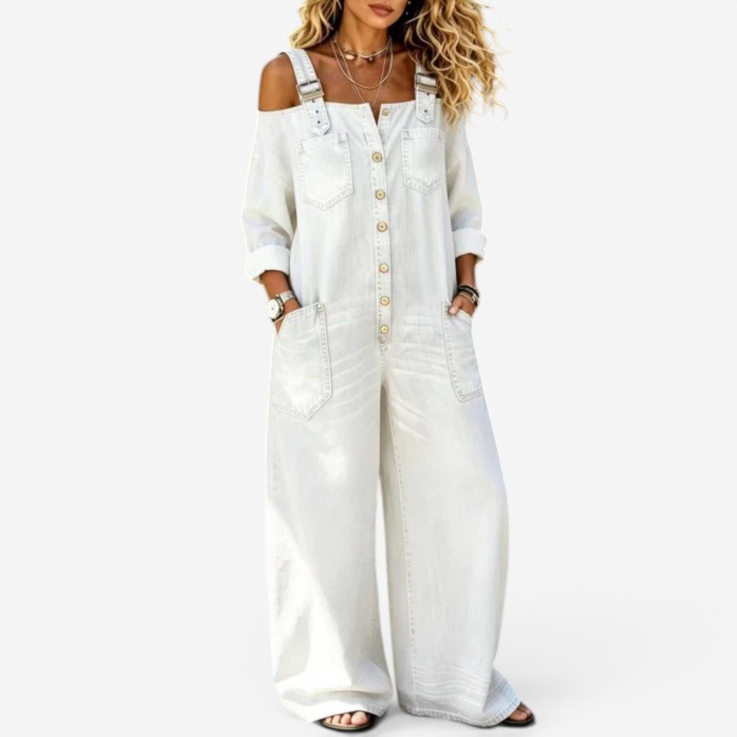Lianne™ Off-Shoulder Denim Jumpsuit
