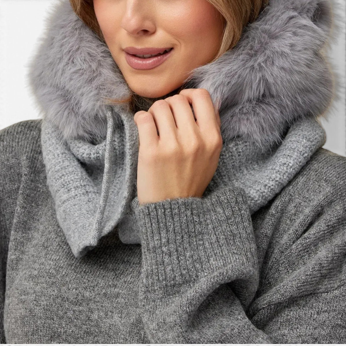 Liana™ Faux Fur Knit Hood Scarf