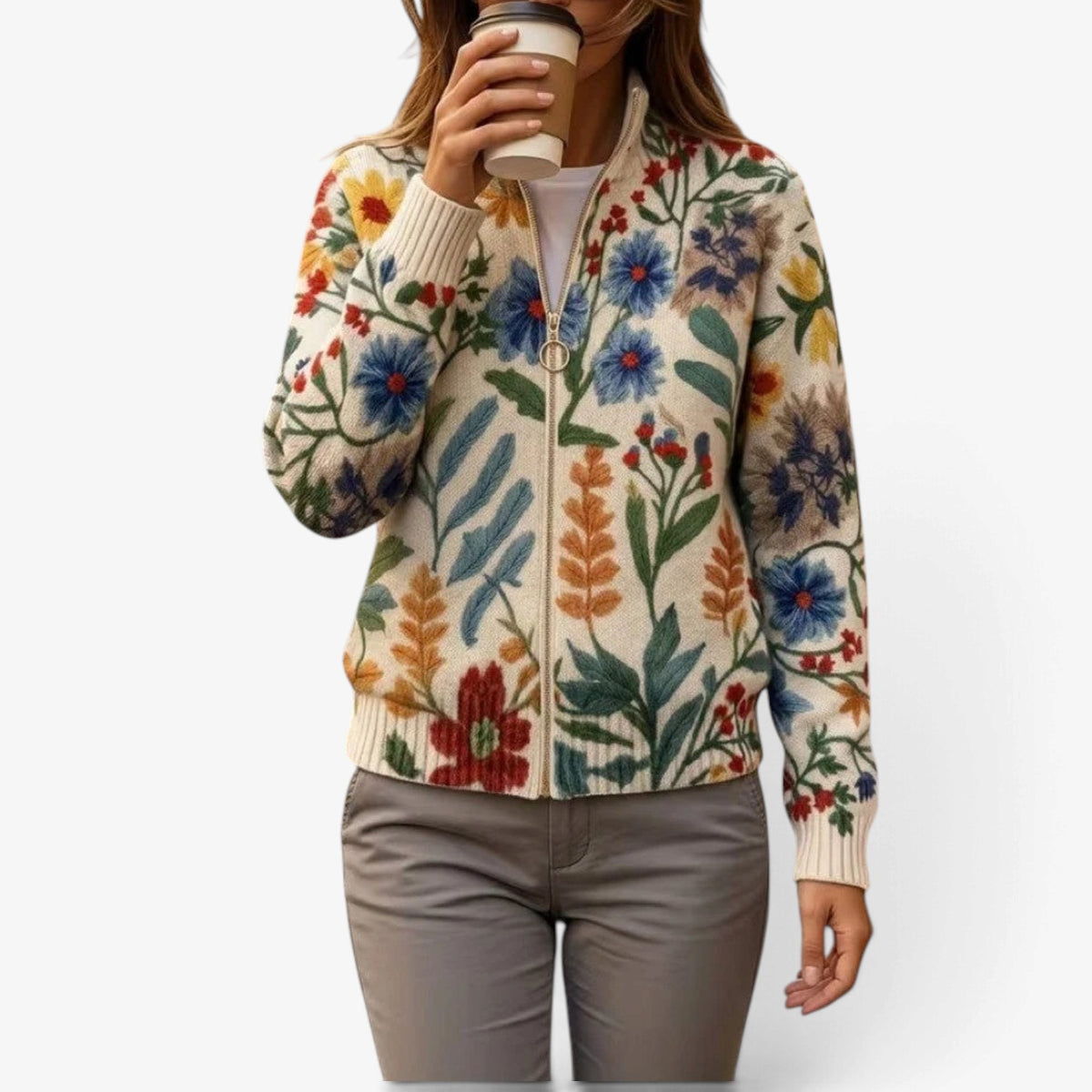 Romane™ Botanical Pattern Knit Jacket