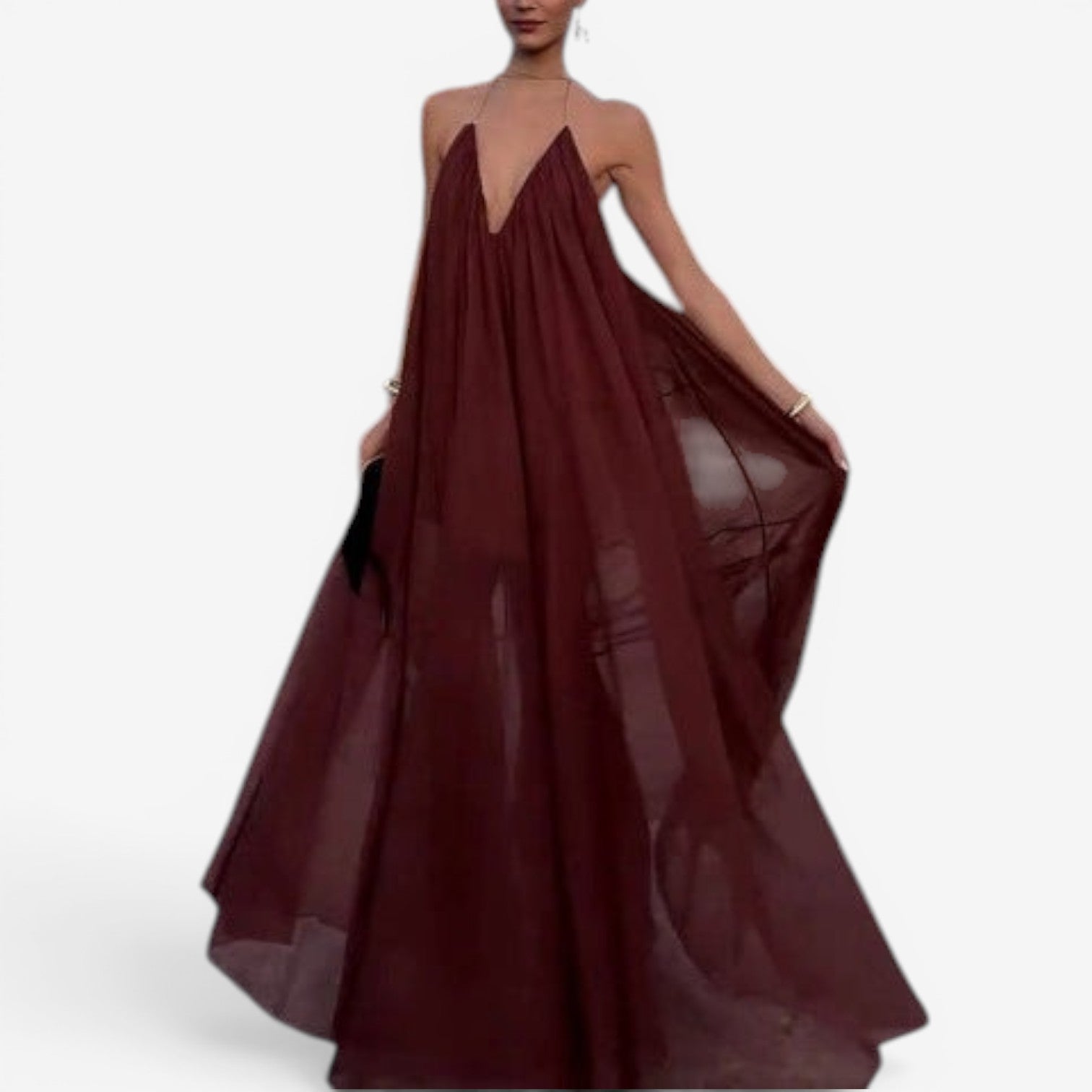 Guillan™ Long dress with low neckline