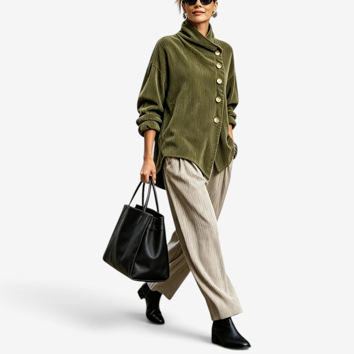 Simone™ Ribbed Asymmetric Button Jacket
