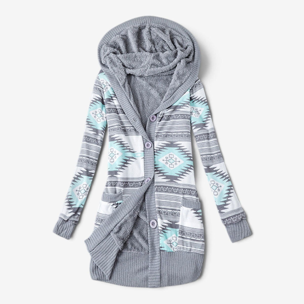 Vien™ Hooded Patterned Knit Cardigan