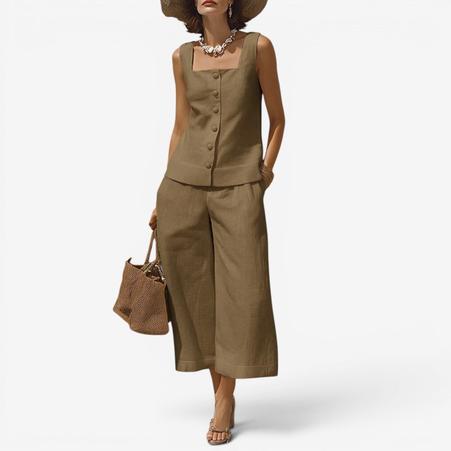 Khalia™ Square neckline linen set