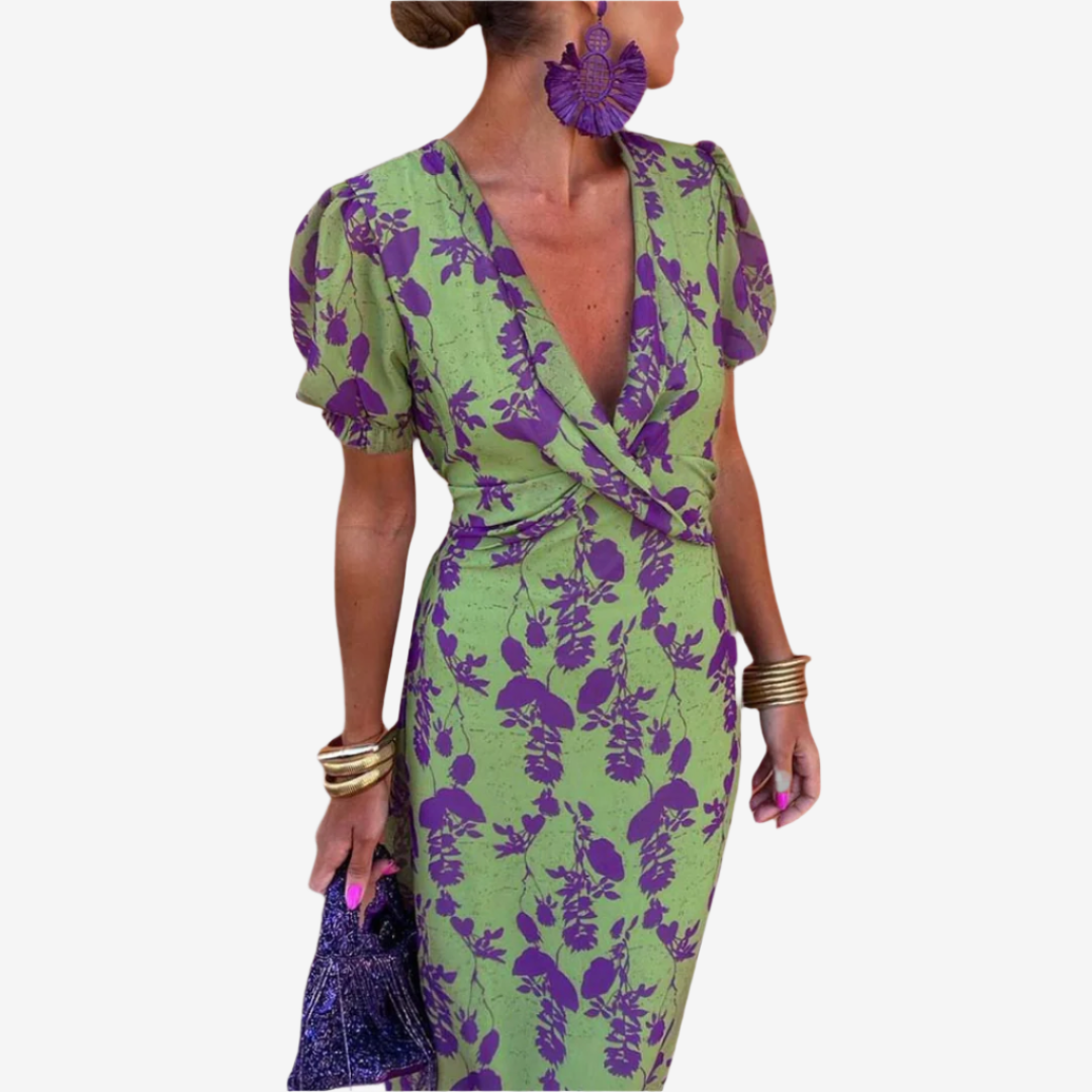 Aliénor™ Twisted V-Neck Dress