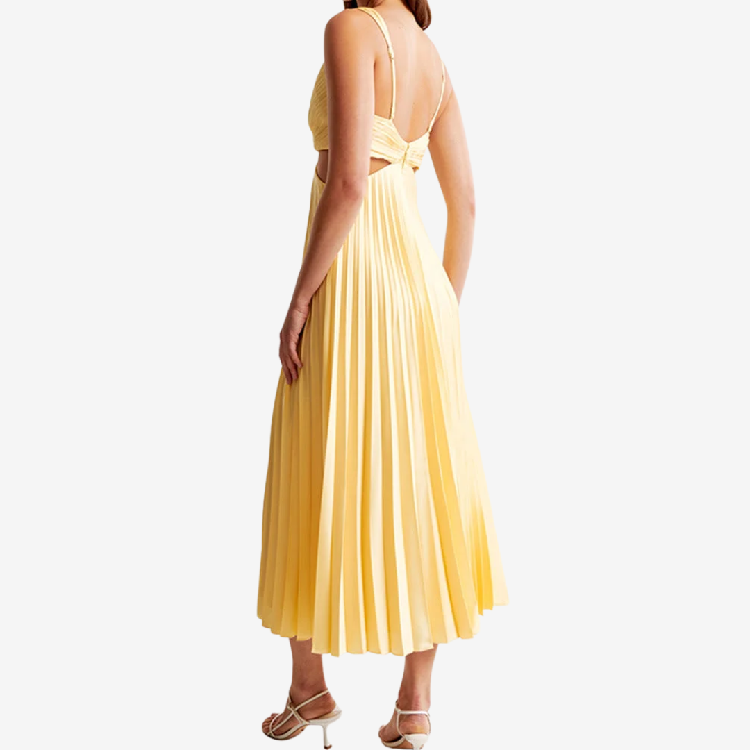 Vivienne™ Pleated Backless Evening Midi Dress