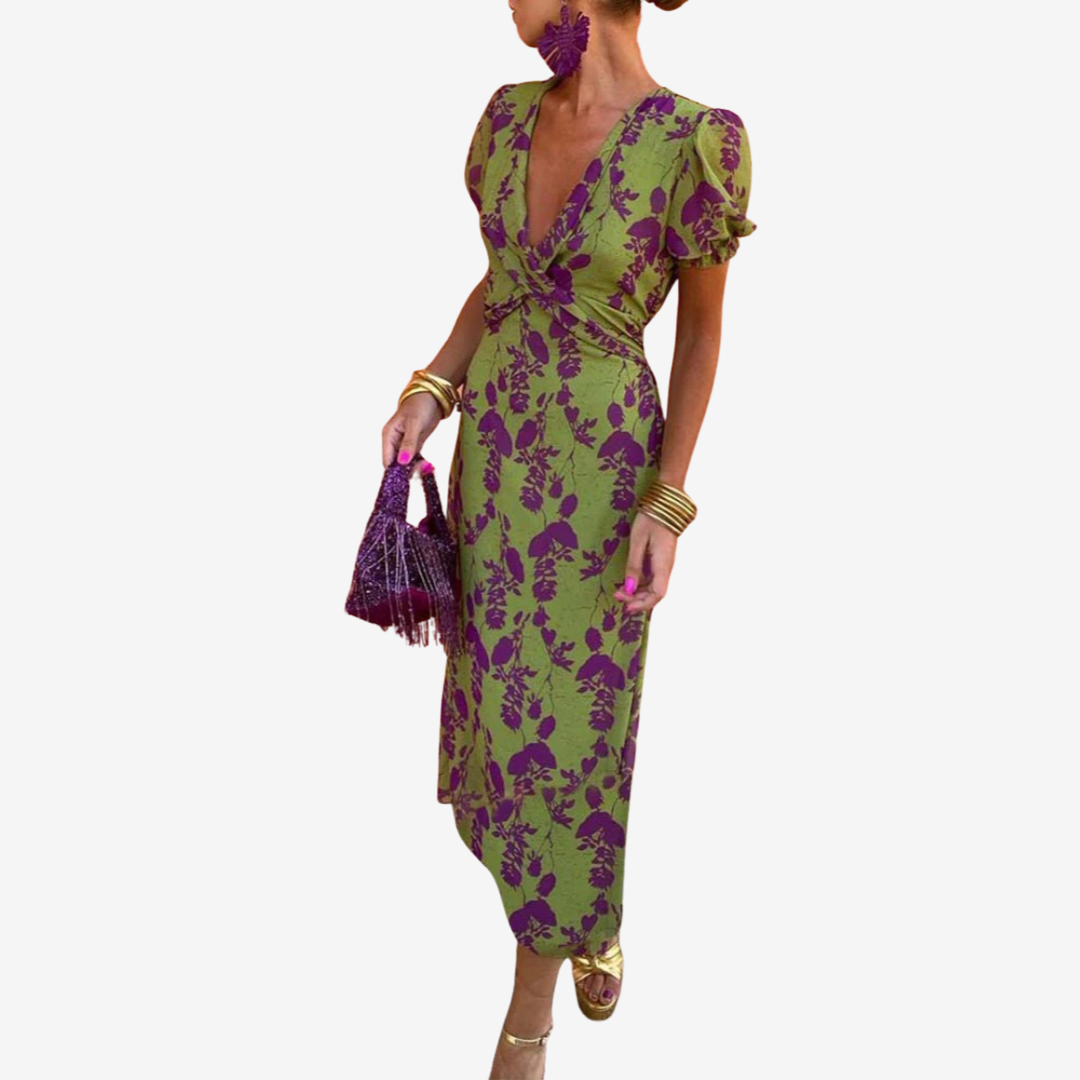 Aliénor™ Twisted V-Neck Dress