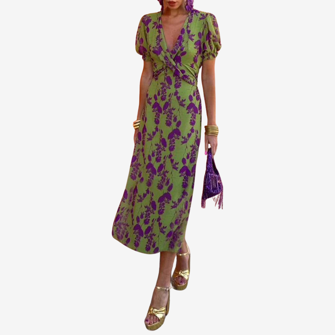 Aliénor™ Twisted V-Neck Dress