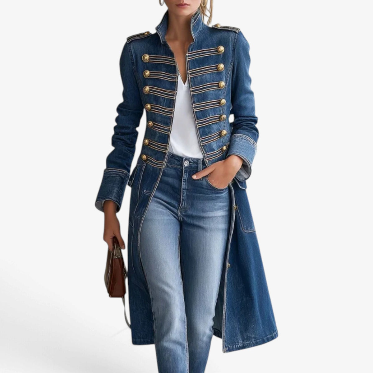 Valentina™ Military Denim Longline Coat