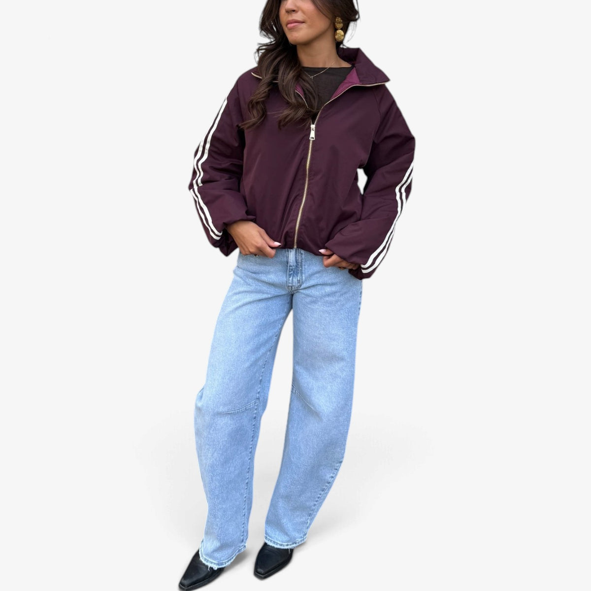 Clarisse™ Striped Sleeve Bomber Jacket