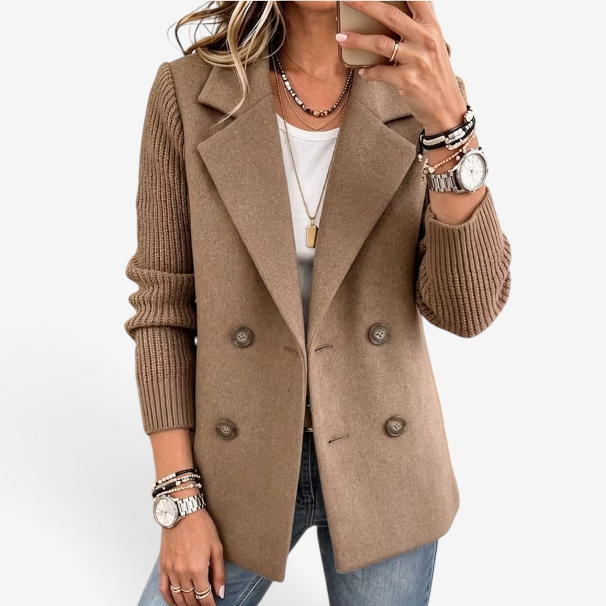 Claudine™ Double-Breasted Knit Blazer