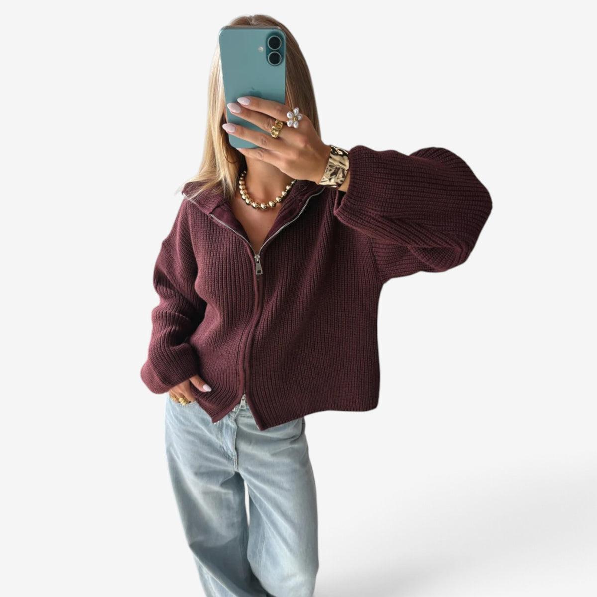 Valerie™ Cropped Zip-Up Cardigan