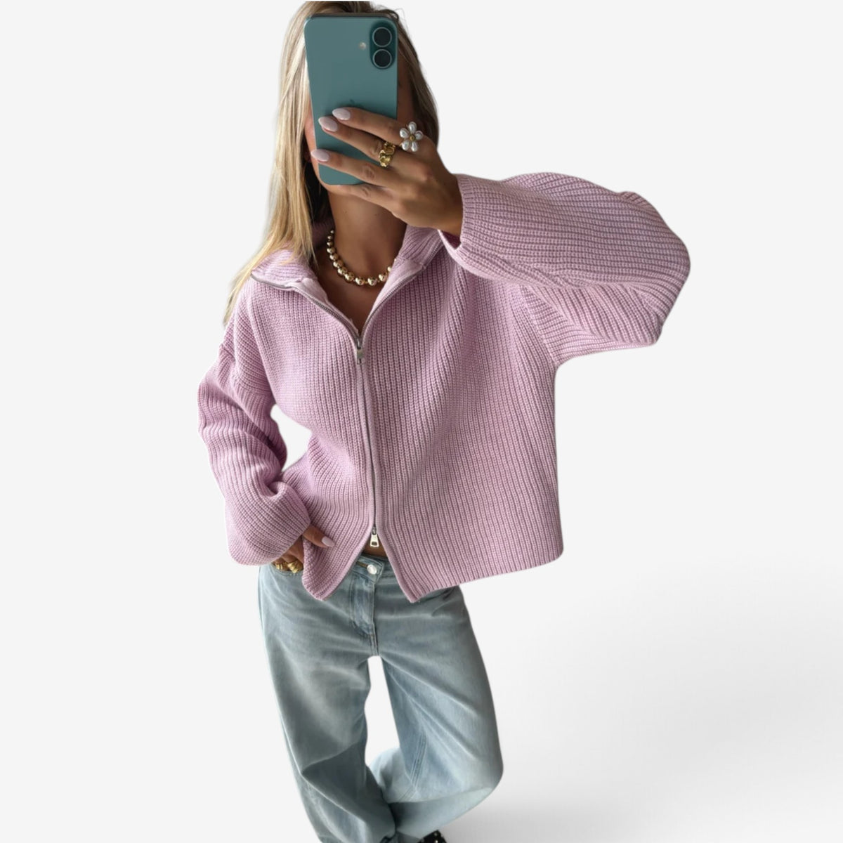 Valerie™ Cropped Zip-Up Cardigan