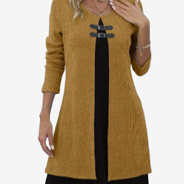 Elora™ Chic Sweater Dress with Contrast