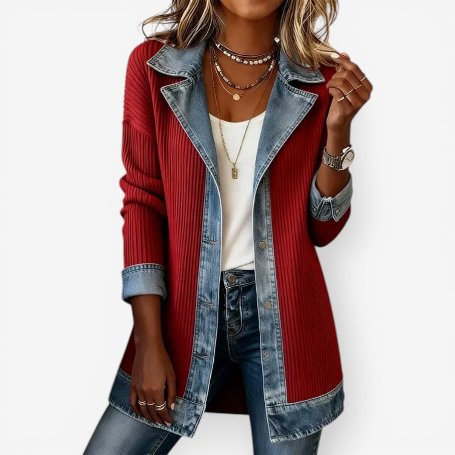 Emilia™ Mixed denim jacket
