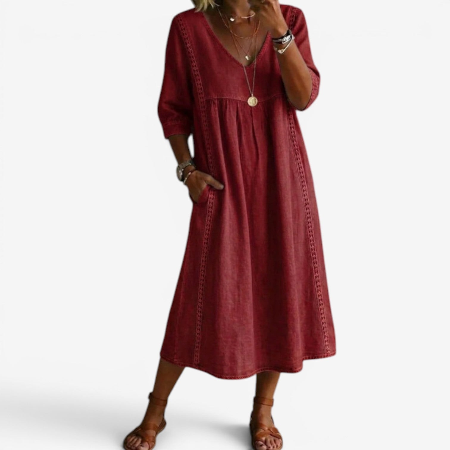 Carolline™ Summer dress with embroidery