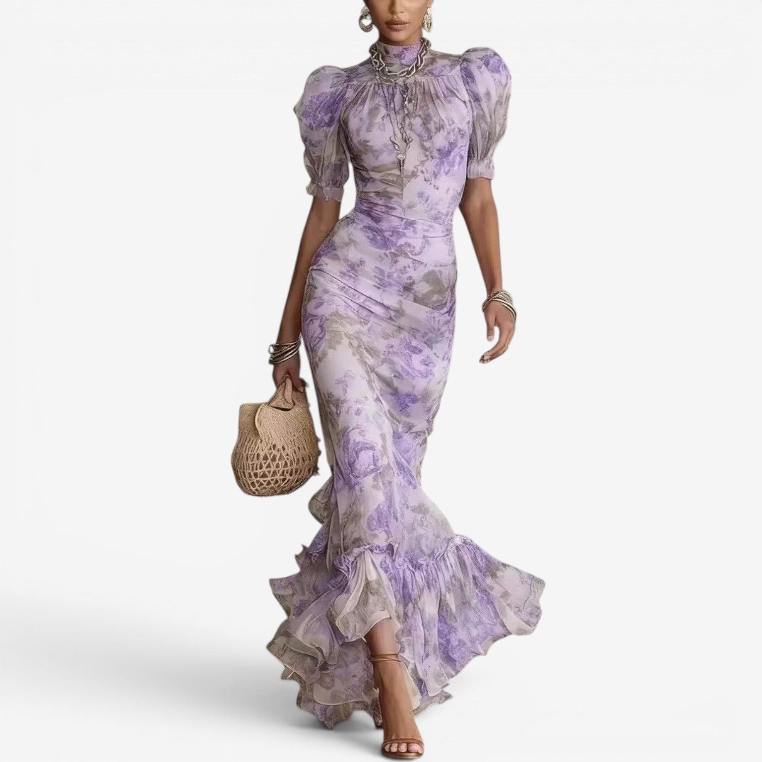Cherry™ Floral High-Neck Dress