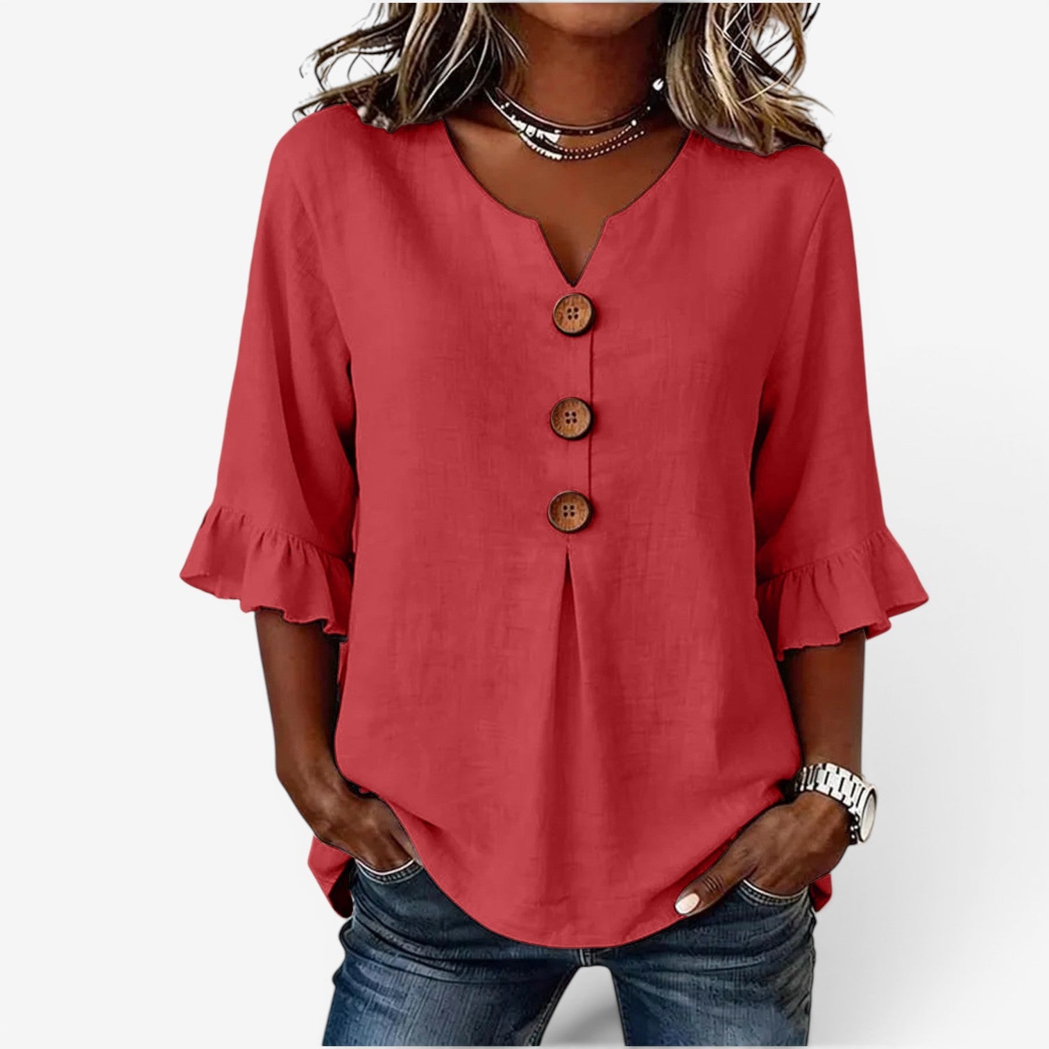 Amy™ V-neck flared top