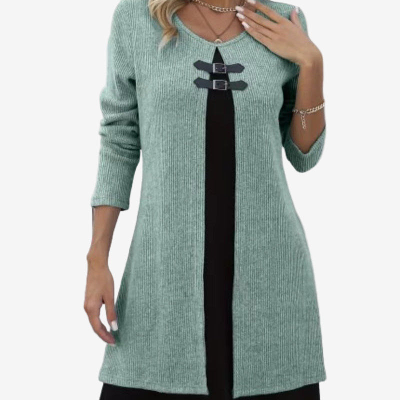 Elora™ Chic Sweater Dress with Contrast