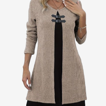 Elora™ Chic Sweater Dress with Contrast