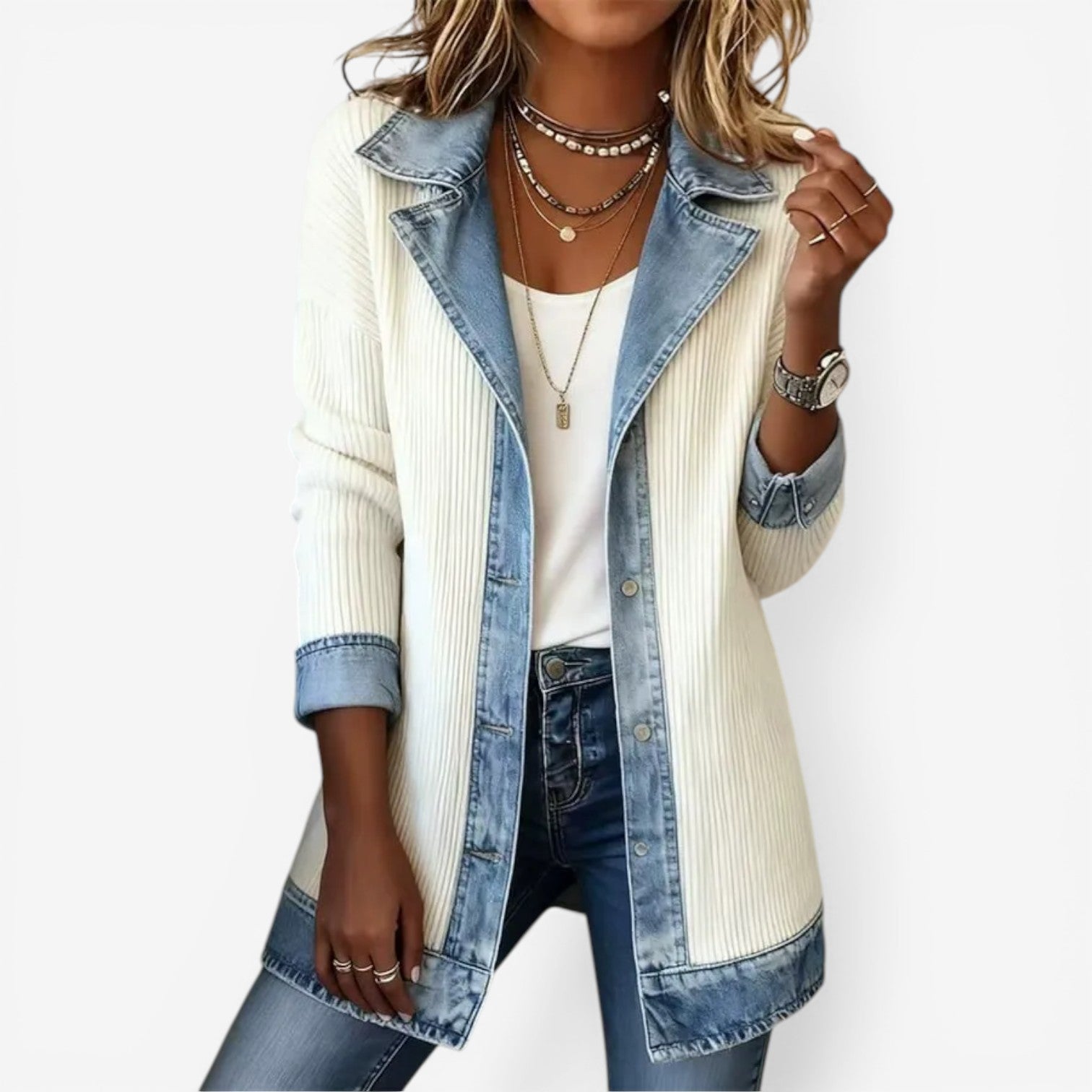 Emilia™ Mixed denim jacket