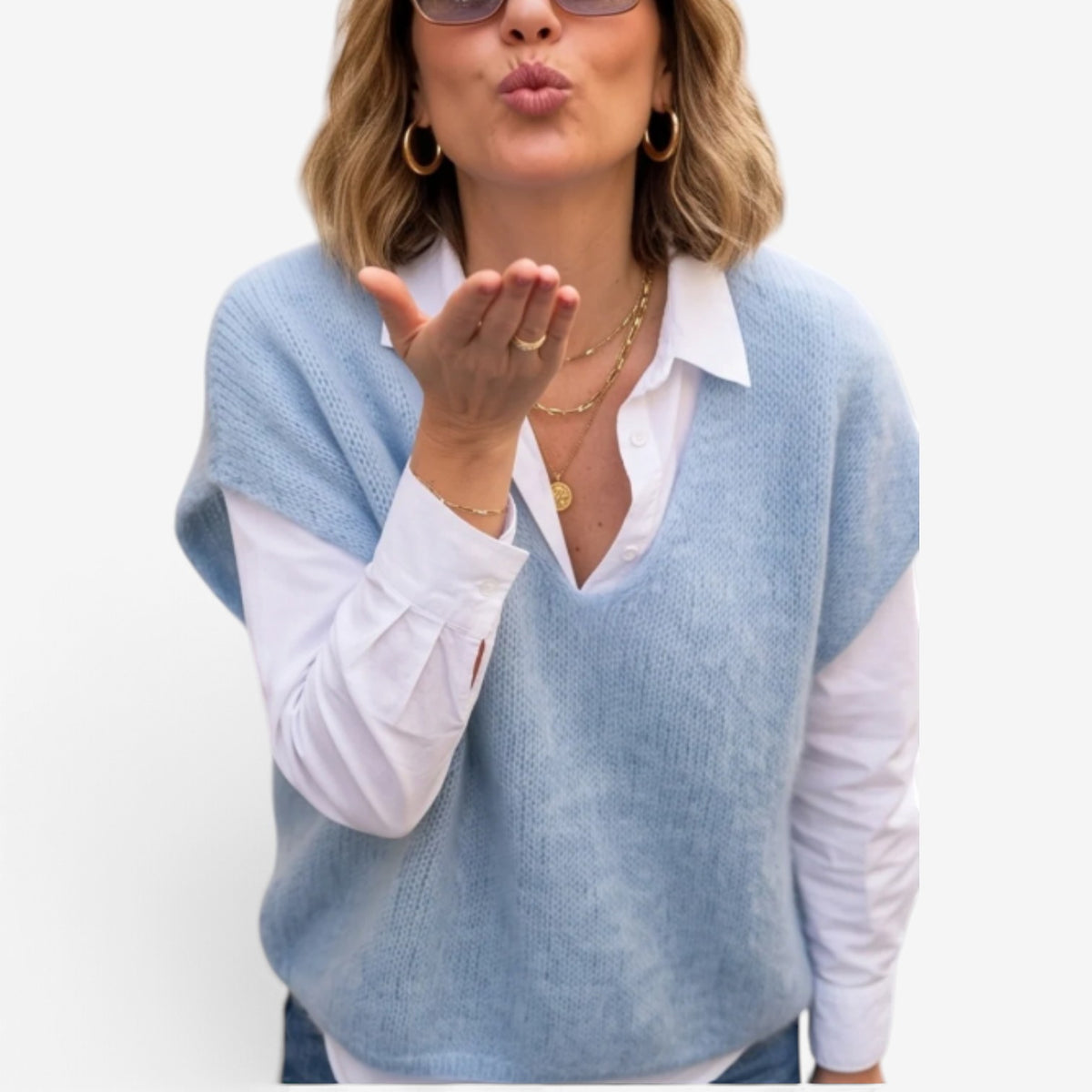 Aimee™ Oversized V-Neck Knit Vest