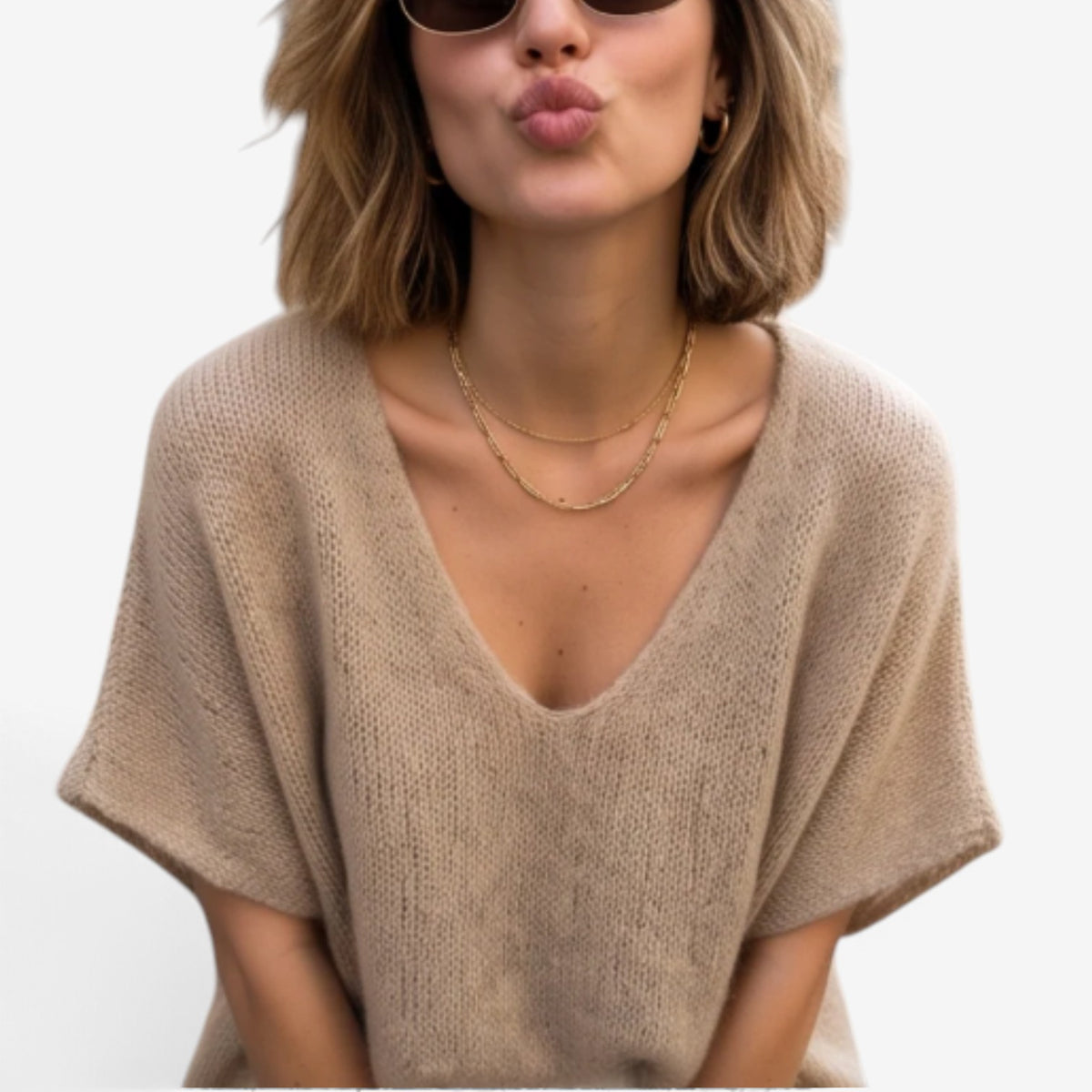 Aimee™ Oversized V-Neck Knit Vest