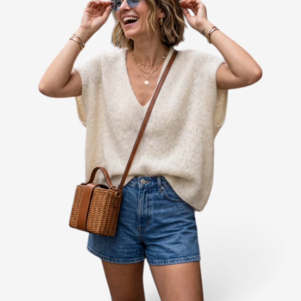 Aimee™ Oversized V-Neck Knit Vest