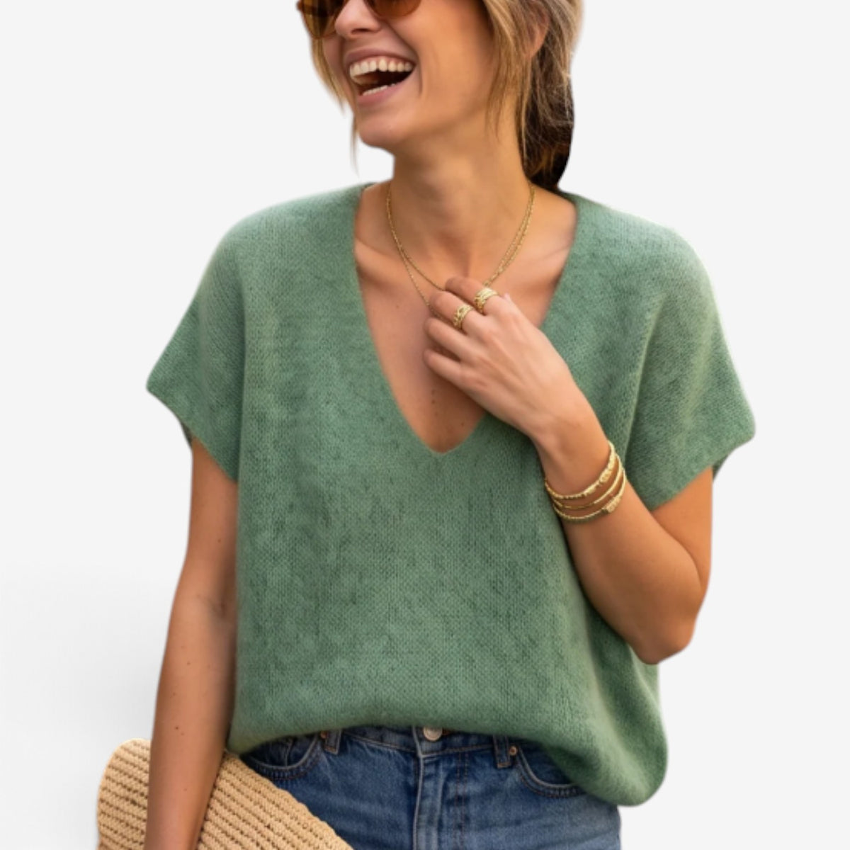 Aimee™ Oversized V-Neck Knit Vest