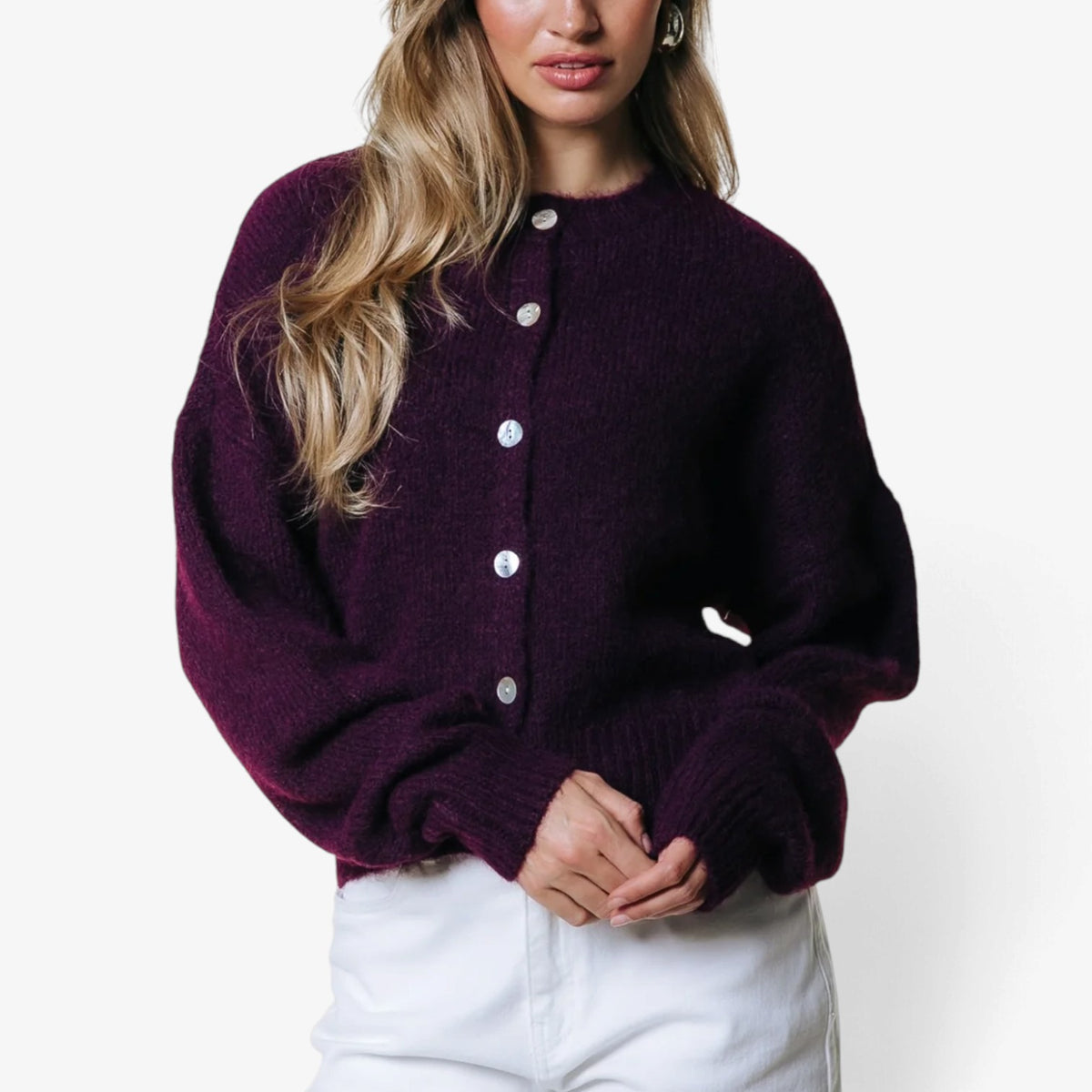 Mireille™ Cropped Button-Front Cardigan