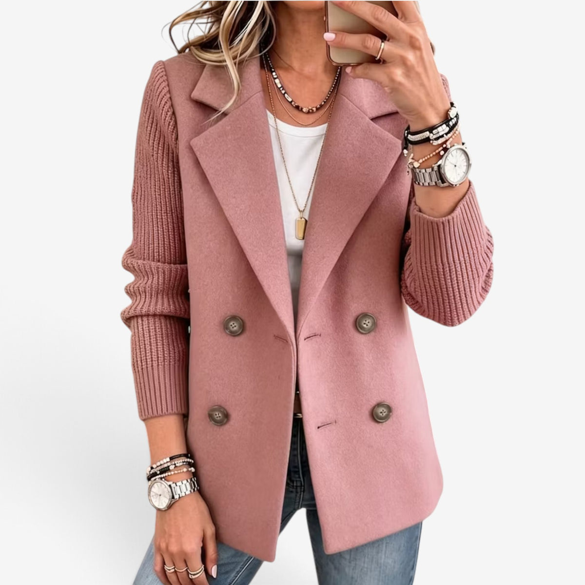 Claudine™ Double-Breasted Knit Blazer