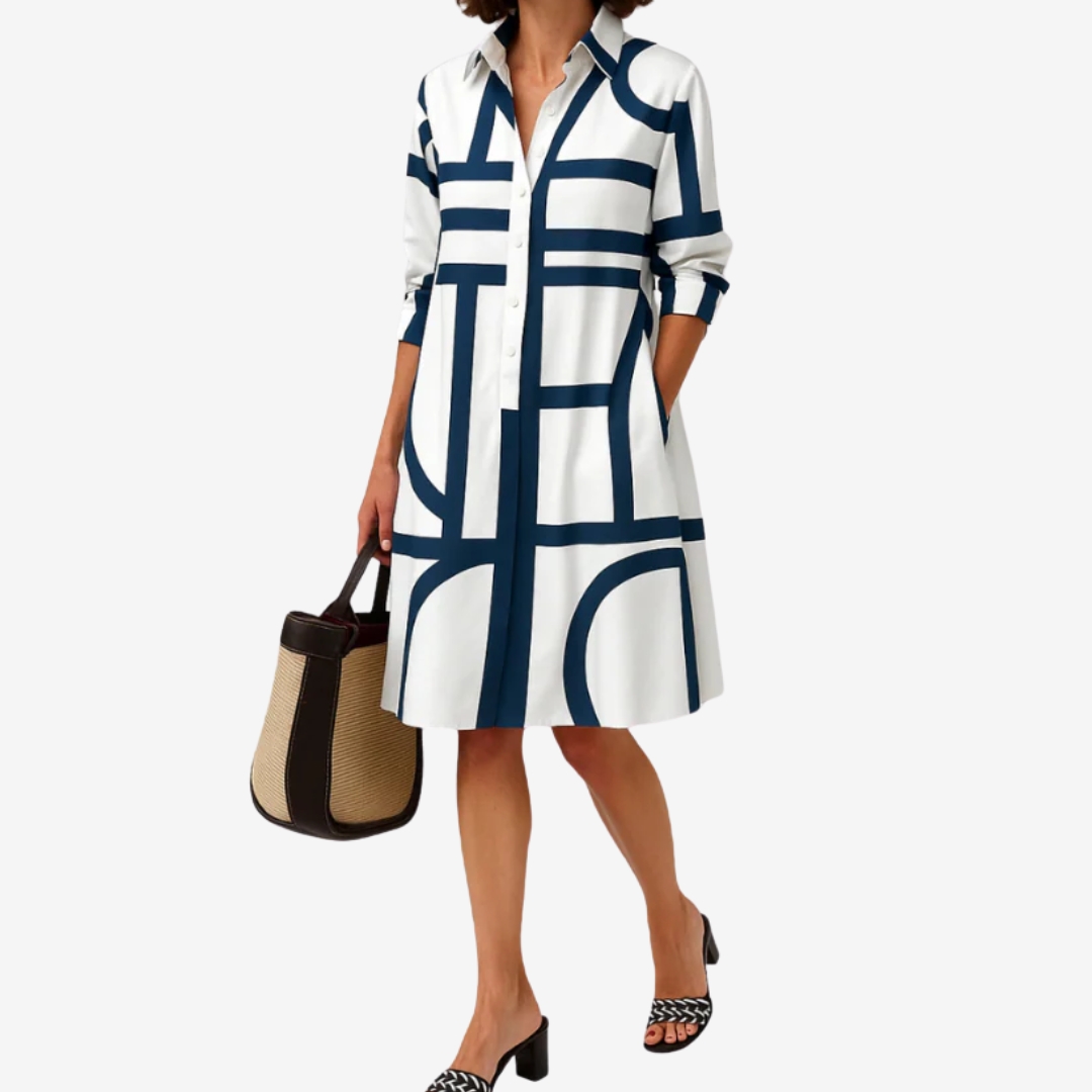 Esmée™ Geometric Pattern Shirt Dress