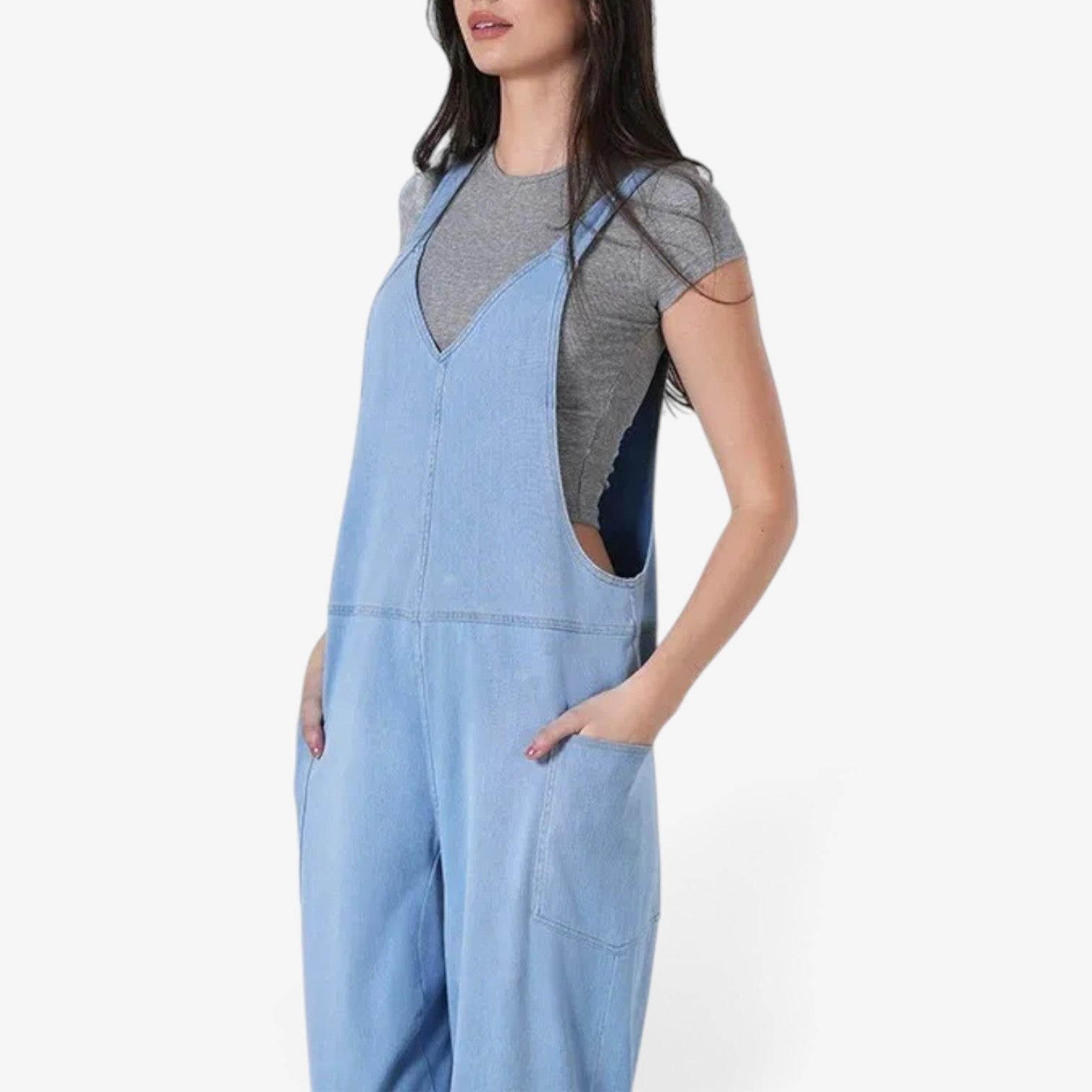 Zelah™ Denim wide-leg overalls