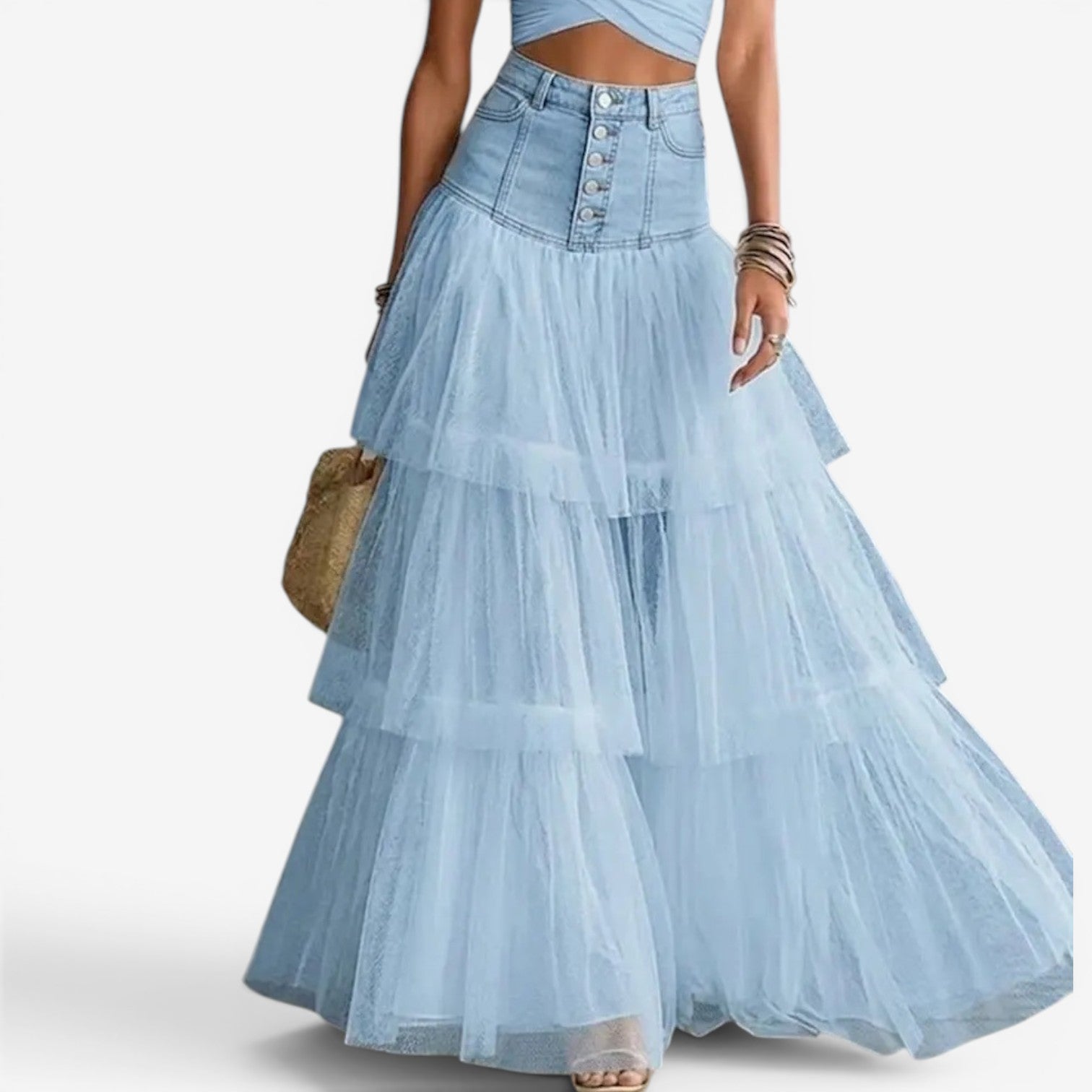 Yomi™ Long tulle ruffled skirt