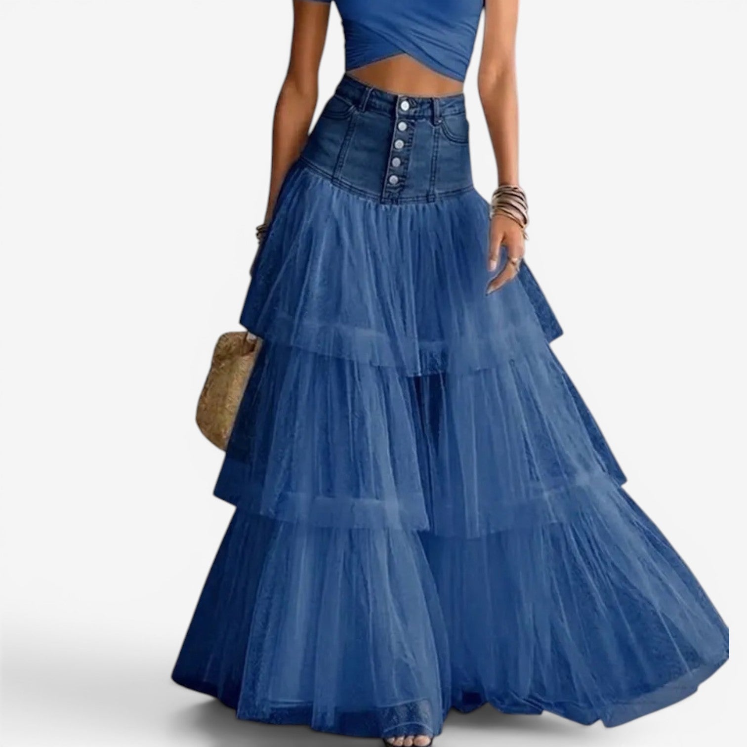 Yomi™ Long tulle ruffled skirt