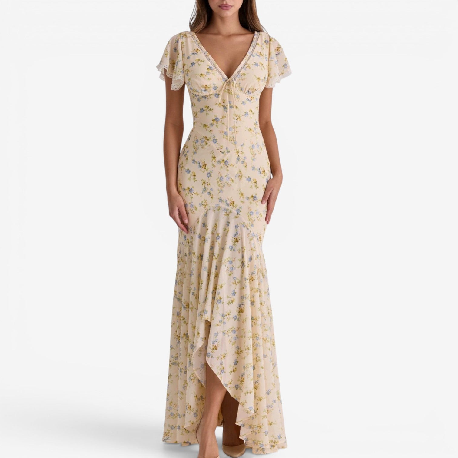 Erah™ Long asymmetrical floral dress