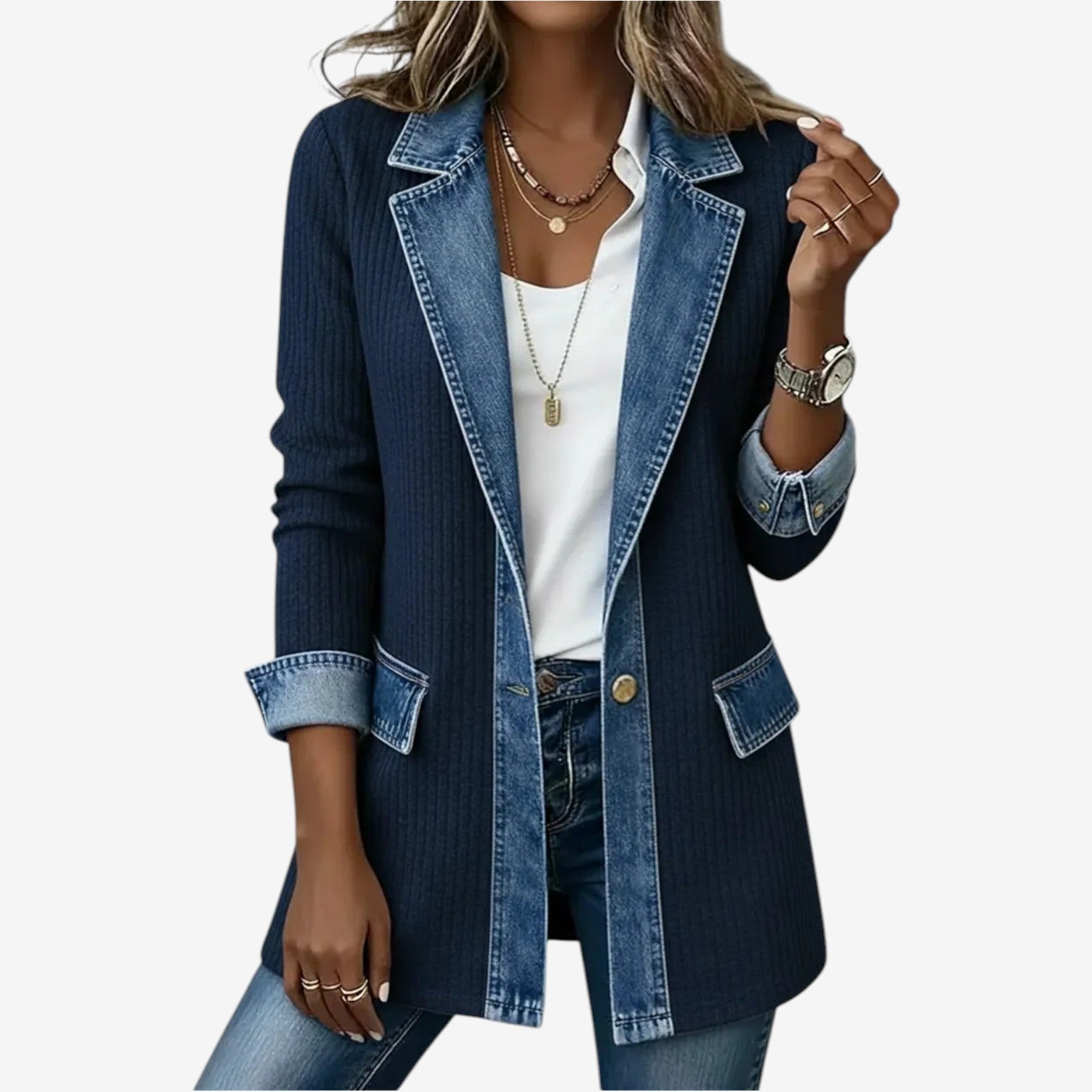 Emilia™ Mixed denim jacket