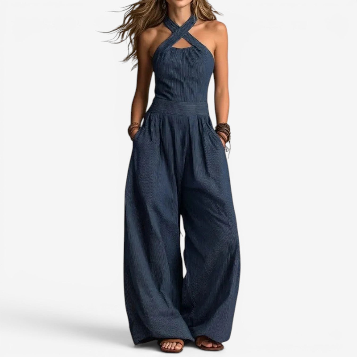 Alennah™ One-piece jumpsuit with crossover neckline