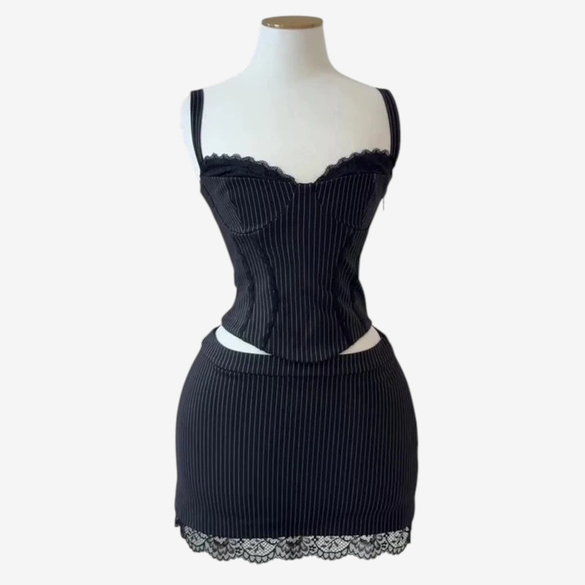 Lourie™ Lace-trim corset set